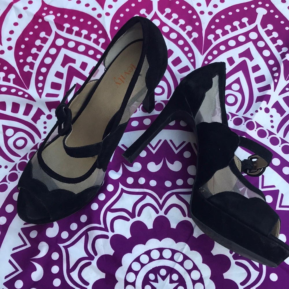 Black and Mesh Mitzi Levity Heels